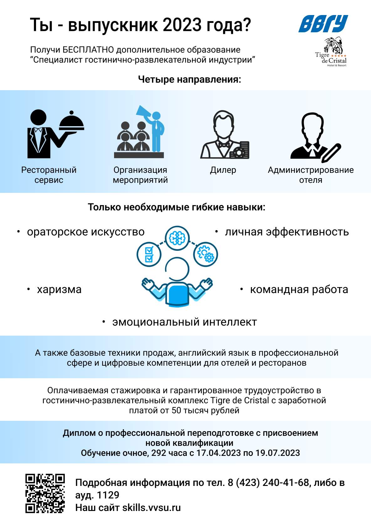 Презентация совместной программы профессиональной переподготовки «Специалист гостинично-развлекательной индустрии» с участием работодателя: гостинично-развлекательного комплекса «Tigre de Cristal»