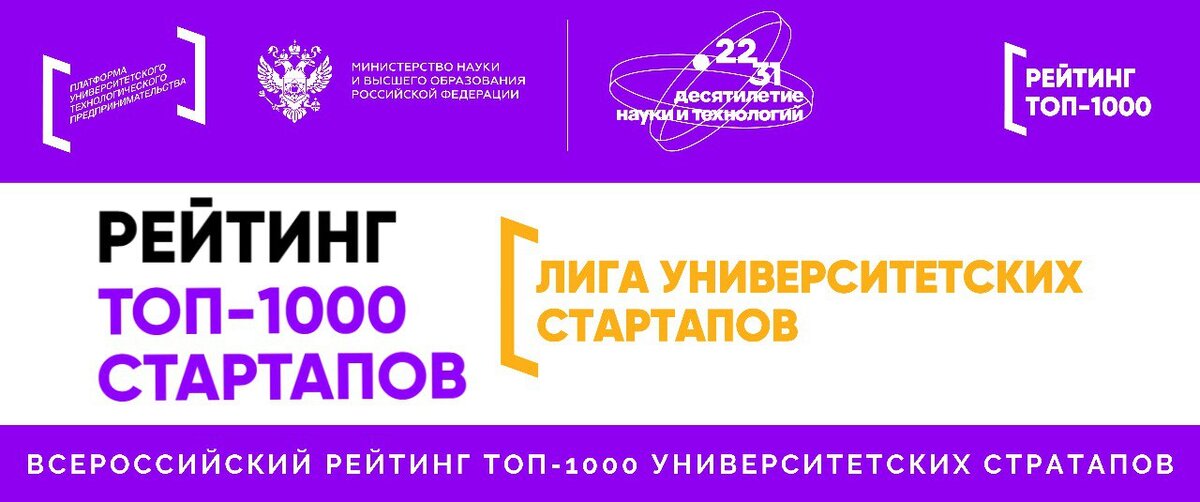 Открыт прием заявок на Всероссийский рейтинг ТОП-1000 университетских стартапов